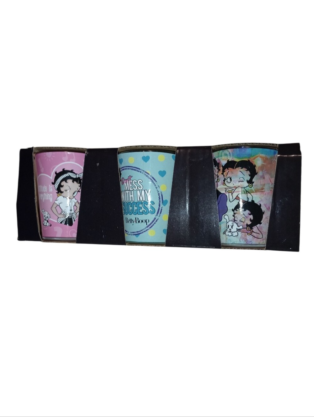 Betty Boop Decorative Shot Glass Trio - Pink, Light Blue, Multicolor, NWT